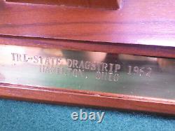 1962 Tri-State Dragstrip drag racing trophy Hamilton Oh 1962 MCM wood Sports Car