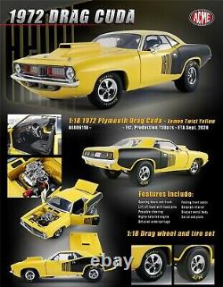 1972 Plymouth Hemi Cuda Vintage Drag Racing Yellow Black 118 Acme A1806118 Gmp
