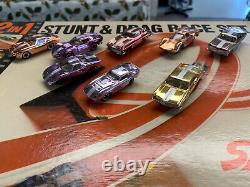Aurora Speedline 2 In 1 Stunt & Drag Race Set + (8) Chrome Cigar Box Cars 187