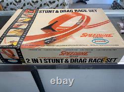 Aurora Speedline 2 In 1 Stunt & Drag Race Set + (8) Chrome Cigar Box Cars 187