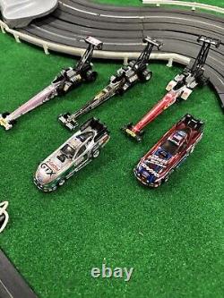 Auto world Drag Race Set With5 Cars. Team Force Dragstrip, John Force, Mac Tools