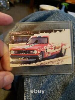 Autographed Fleer drag racing photo card Tom McEwen Mongoose Plymouth Funny Car