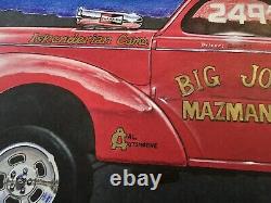 Big John Mazmanian 1941 Willys Gasser Art Drawing Drag Racing Artwork Frederick