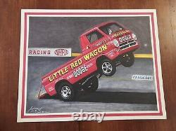 Bill Mavericks Little Red Wagon Dodge Original Art Drawing Drag Racing Frederick