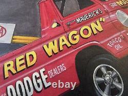 Bill Mavericks Little Red Wagon Dodge Original Art Drawing Drag Racing Frederick