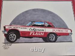 Butch Leal California Flash'65 Belvedere AWB Original Art Drag Racing Frederick