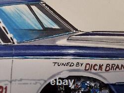 COLOR ME GONE 1964 Dodge 330 Drag Car Original Art Drawing Drag Racing Frederick