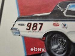 COLOR ME GONE II'64 Dodge 330 Drag Racing Car Original Art Drawing Frederick