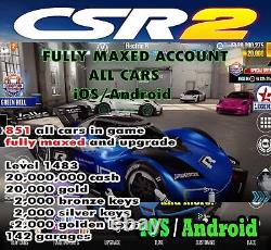 CSR2 iOS and Android Level 1484 ALL CARS 851 max DRAG RACING live