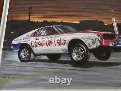 Drag-On-Lady Shirley Shahan 1969 AMC AMX Original Art Nostalgia Drag Racing