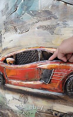 Drag Racing Car 3 Dimensional Wall Painting Museum Quality Metal Artwork Figure