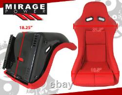 Full Bucket Automotive Car Racing Seats JDM Track Style With Sliders Pair Red