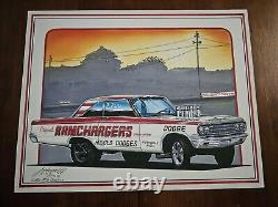 Hodges Dodges RAMCHARGERS 1965 AWB Dodge Original Drag Racing Art Frederick