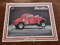 K. S. Pittman 1933 Willys Gasser Original Drawing Drag Racing Art Frederick