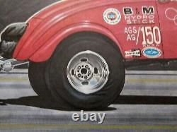 K. S. Pittman 1933 Willys Gasser Original Drawing Drag Racing Art Frederick