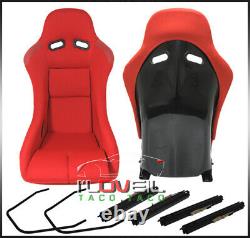 Low Max Style JDM Full Bucket Racing Automotive Car Seats With Sliders Red Cloth