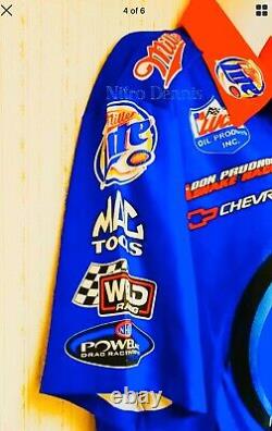 NHRA Dick Lahaie USED Crew Shirt DRAGSTER Don Prudhomme NITRO Snake LARRY DIXON