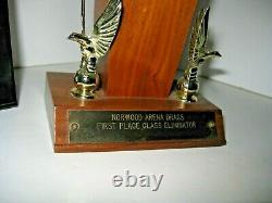 NORWOOD ARENA 1st PLACE DRAG RACING TROPHY, WITH PICTURE OF WINNING CAR