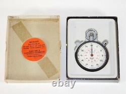 NOS Vtg Fisher Heuer Stop Watch Rally Sports Car Drag Racing Swiss Timer Box Tag