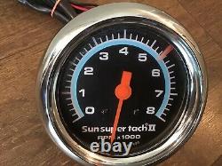 Old school Sun Super tach II 8k Tachometer hot rod muscle car accessory tach