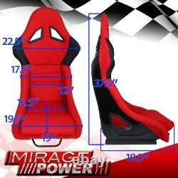 Pair Of Red Fabric Sports Specs Fiberglass Bucket Racing Car Seats With Cushion