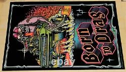 RARE VINTAGE 1970`s BORN TO DRAG VELVET BLACKLIGHT POSTER 1968 CAMARO 32X21