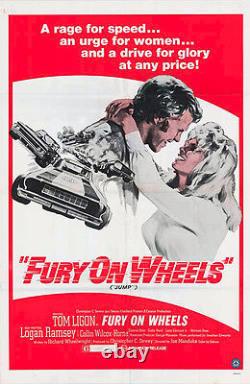STOCK CAR AUTO RACING original 1971 movie poster FURY ON WHEELS/LADA EDMUND JR