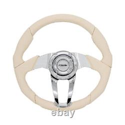 Steering Wheel Car Drag Universal Leather Ivory 350mm Simoni Racing