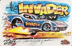 VRHTF VTG COOL SIGNED BY KENNY YOUNGBLOOD WithCOA INVADER FUNNY CAR11x17 POSTER