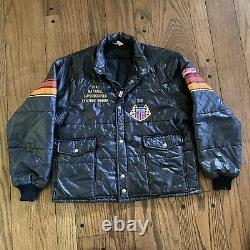 VTG Simpson Mens Puffer Drag Racing Hot Rod Jacket 80s Black Large Sprint Car