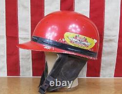 Vintage 1950s Red Hard Shell Auto Racing Helmet NASCAR Drag Race Div. Stock Car