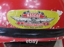 Vintage 1950s Red Hard Shell Auto Racing Helmet NASCAR Drag Race Div. Stock Car
