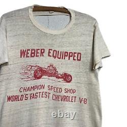 Vintage 1950s Weber Equipped Champion Speed Shop Drag Racing Shirt 50s