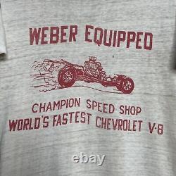 Vintage 1950s Weber Equipped Champion Speed Shop Drag Racing Shirt 50s