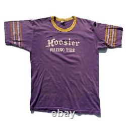 Vintage 1970s Hoosier Racing Tire Hot Rod Car Drag Race Club Tshirt Shirt