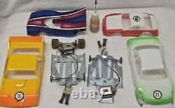 Vintage 1970s Lexan Body Slot Car Chasis Lot 1/24 Scale Nascar Drag Racing Parma