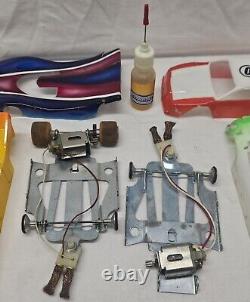 Vintage 1970s Lexan Body Slot Car Chasis Lot 1/24 Scale Nascar Drag Racing Parma