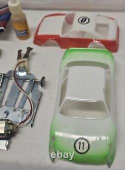 Vintage 1970s Lexan Body Slot Car Chasis Lot 1/24 Scale Nascar Drag Racing Parma