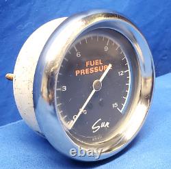 Vintage 1970s SUN Blueline Fuel Pressure Gauge 0-15 PSI 2-5/8 CT14
