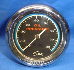 Vintage 1970s SUN Blueline Oil Pressure Gauge 0-80 PSI 2-5/8 CT29