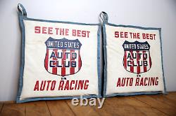 Vintage Auto Car Club Bleacher Seat Cushions Drag Racing Hot Rod Shield