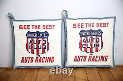 Vintage Auto Car Club Bleacher Seat Cushions Drag Racing Hot Rod Shield