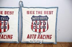 Vintage Auto Car Club Bleacher Seat Cushions Drag Racing Hot Rod Shield