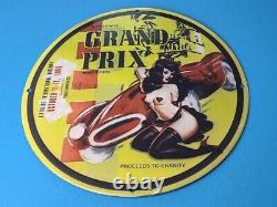 Vintage Grand Prix Sports Car Porcelain Gas Hot Rod Service Shop Drag Race Sign