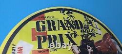 Vintage Grand Prix Sports Car Porcelain Gas Hot Rod Service Shop Drag Race Sign