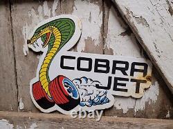 Vintage Mustang Porcelain Sign Cobra Jet Drag Racing Ford Car Dealer Sales Corp