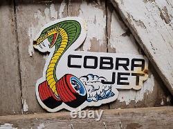 Vintage Mustang Porcelain Sign Cobra Jet Drag Racing Ford Car Dealer Sales Corp