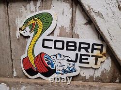 Vintage Mustang Porcelain Sign Cobra Jet Drag Racing Ford Car Gas Oil Service