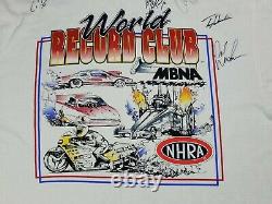 Vintage NHRA MBNA World Record Club Racing Shirt Signed Autographed Drag Car XL