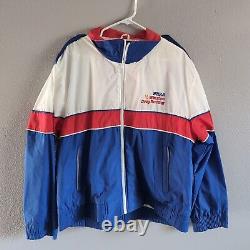 Vintage NHRA Winston Drag Racing Sport Service Red White & Blue Jacket Men's XXL